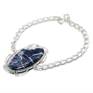 UNISEX STERLING SILVER SODALITE LARGE BRACELET OR ANKLET